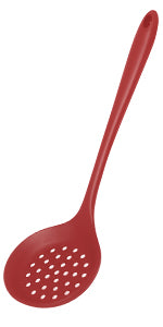 77L Slotted Spoon, Heatproof Skimmer Strainer Slotted Spoon, Seamless One-Piece Non-Stick Cooking Silicone Scoop Ladle with Ergonomic Handle for filter Vegetable, Pasta and More (Red)