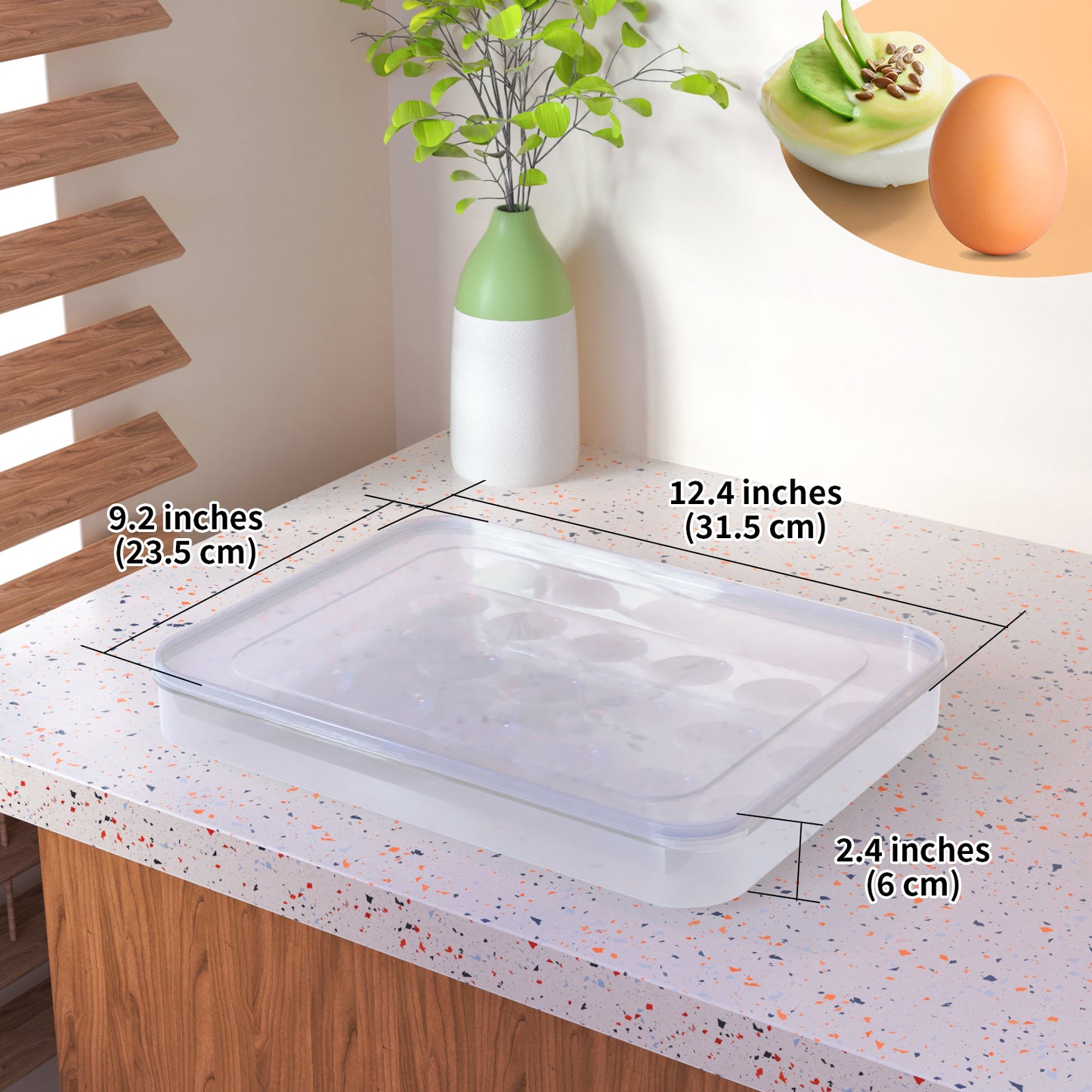 77L Deviled Egg Containers with Lid, (Set of 2), Plastic Egg Holder for Refrigerator for 48 Eggs, Clear Storage Deviled Egg Carrier Tray, Fridge Stackable Countertop Portable Egg Dispenser