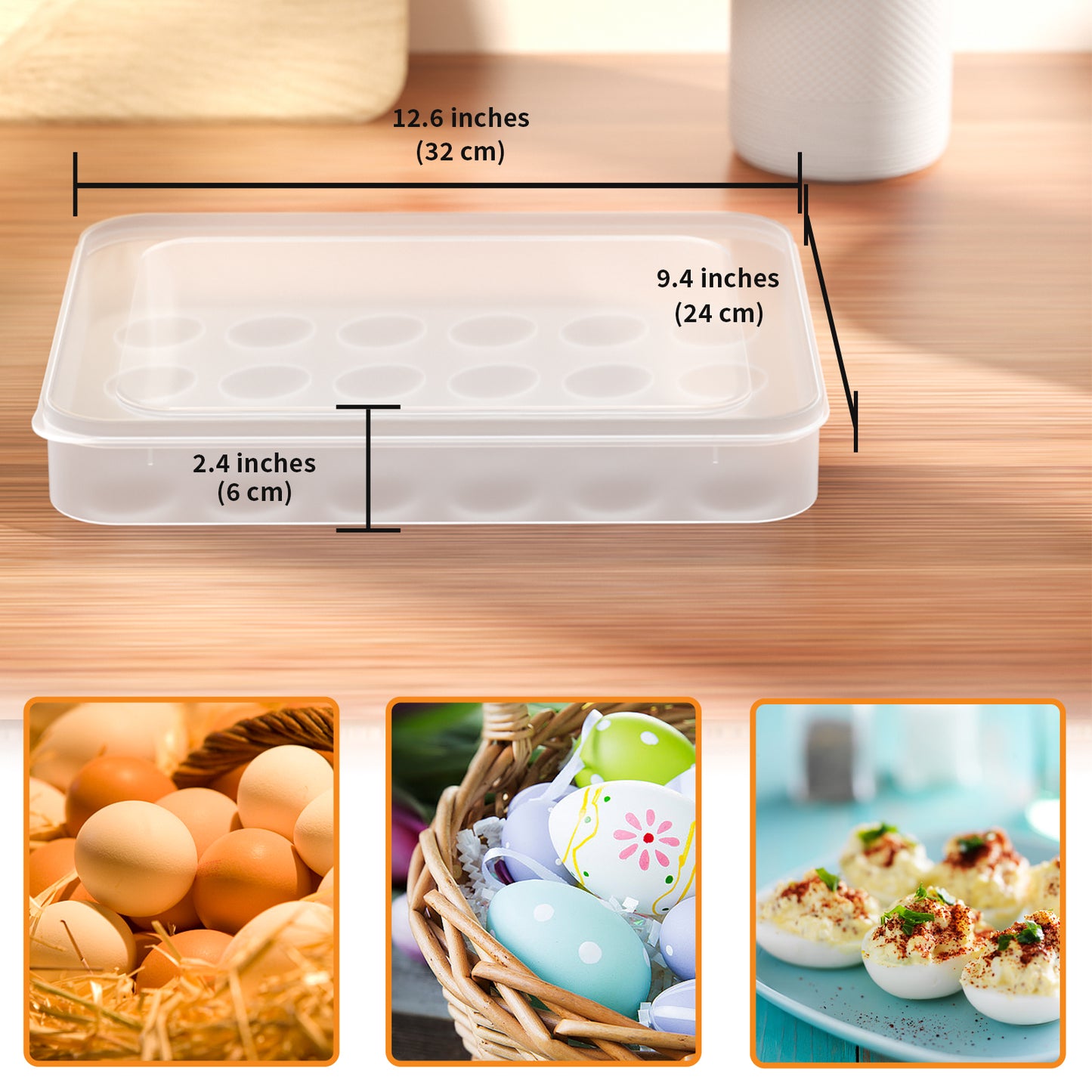 77L Deviled Egg Containers with Lid, (Set of 3), Plastic Egg Holder for Refrigerator for 72 Eggs, Clear Storage Deviled Egg Carrier Tray, Fridge Stackable Countertop Portable Egg Platter