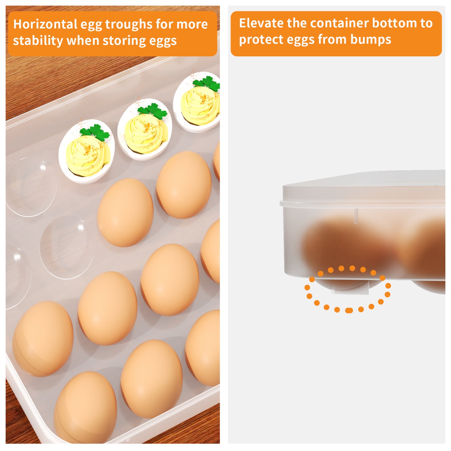 77L Deviled Egg Containers with Lid, (Set of 3), Plastic Egg Holder for Refrigerator for 72 Eggs, Clear Storage Deviled Egg Carrier Tray, Fridge Stackable Countertop Portable Egg Platter