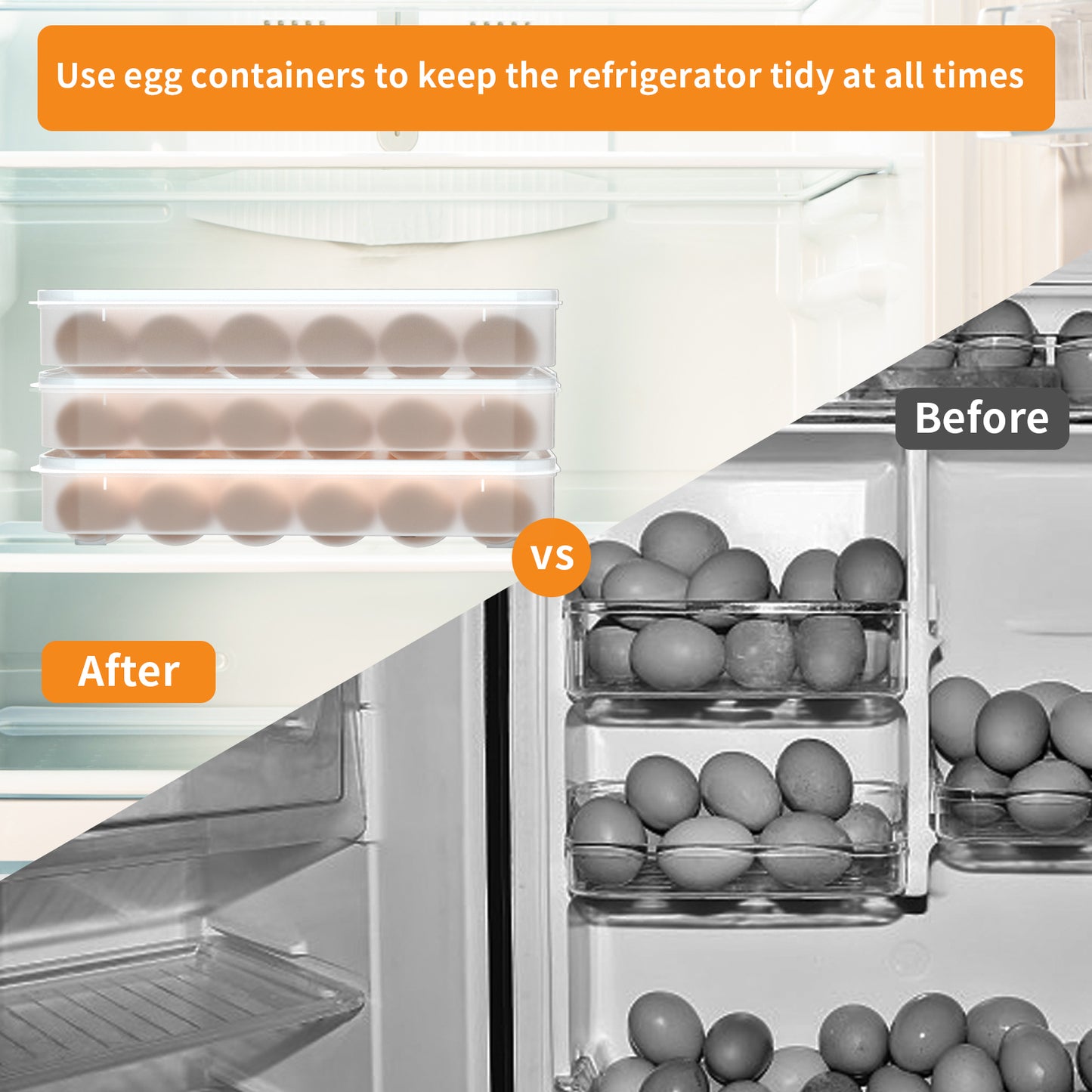 77L Deviled Egg Containers with Lid, (Set of 3), Plastic Egg Holder for Refrigerator for 72 Eggs, Clear Storage Deviled Egg Carrier Tray, Fridge Stackable Countertop Portable Egg Platter