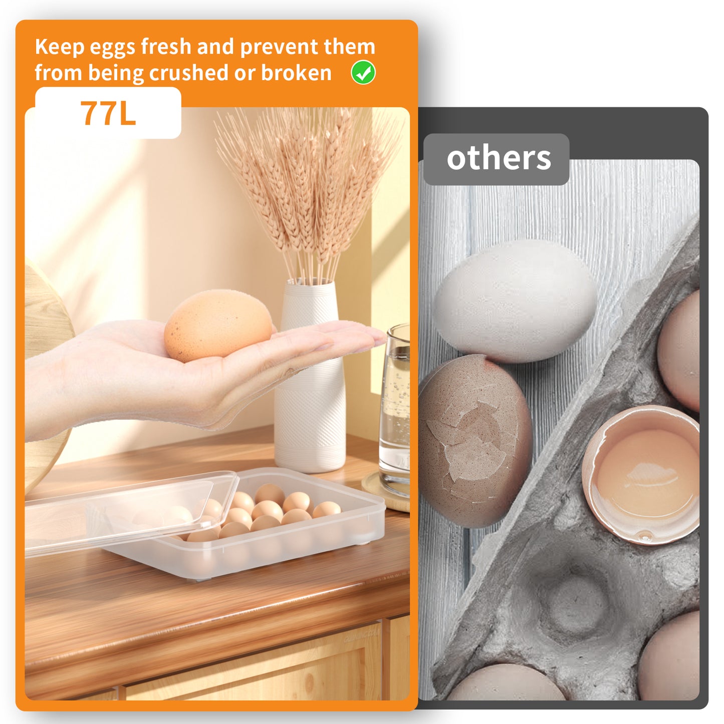 77L Deviled Egg Containers with Lid, (Set of 3), Plastic Egg Holder for Refrigerator for 72 Eggs, Clear Storage Deviled Egg Carrier Tray, Fridge Stackable Countertop Portable Egg Platter